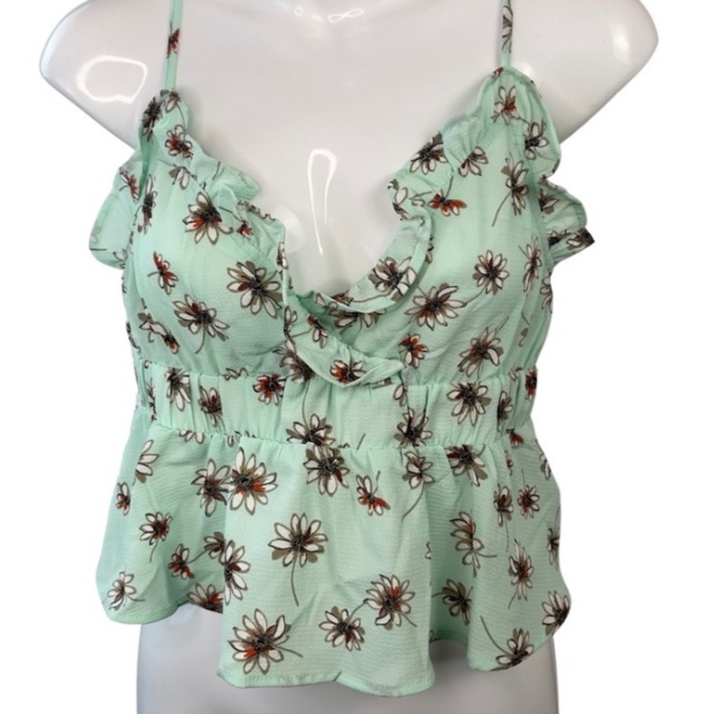 Vero‎ Moda Saga Crop Frill Singlet Floral Tank Top